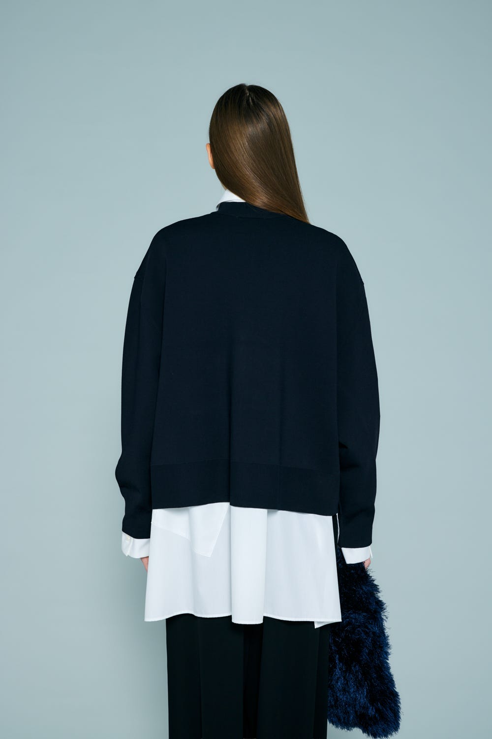 WIDE-ARM BOX-CARDIGAN D/NVY 38