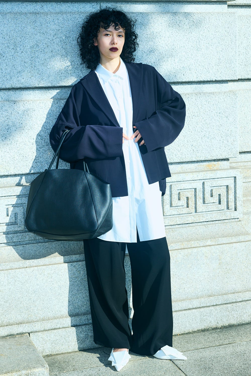 WIDE BOX TAILORED-JACKET D/NVY 38