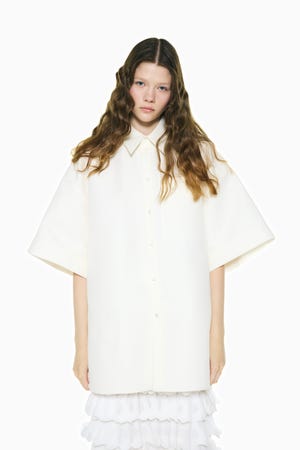 ENFOLD WIDE-SLEEVES SHIRT シャツ ホワイト SPOON OVAL SHIRT｜38｜O
