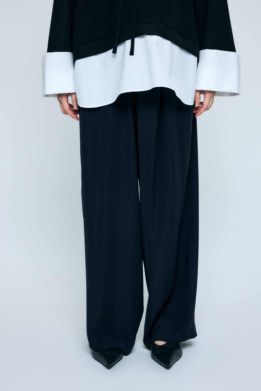 TAPERED WIDE PANTS BLK 34