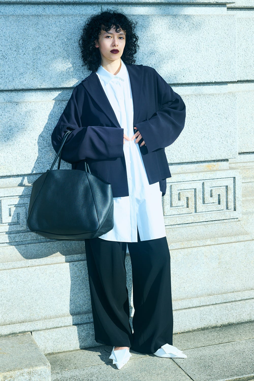 TAPERED WIDE PANTS BLK 34