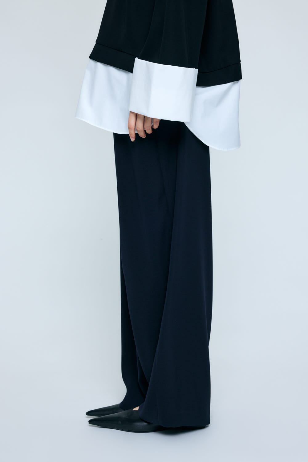 TAPERED WIDE PANTS BLK 34