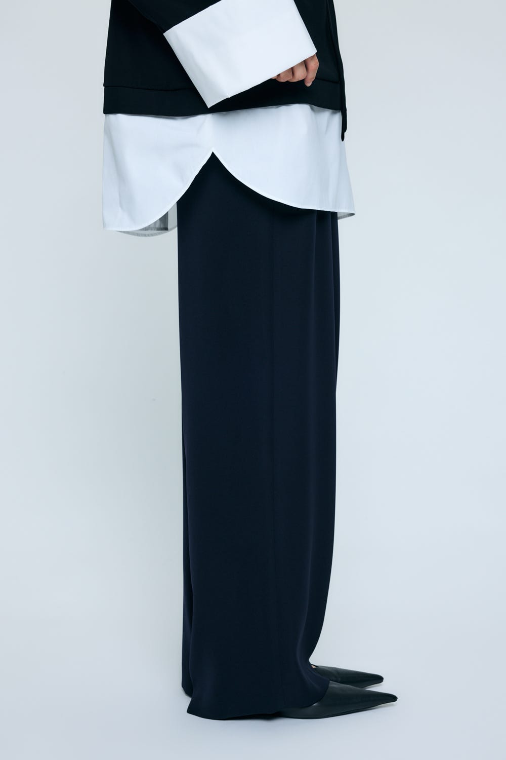 TAPERED WIDE PANTS BLK 34