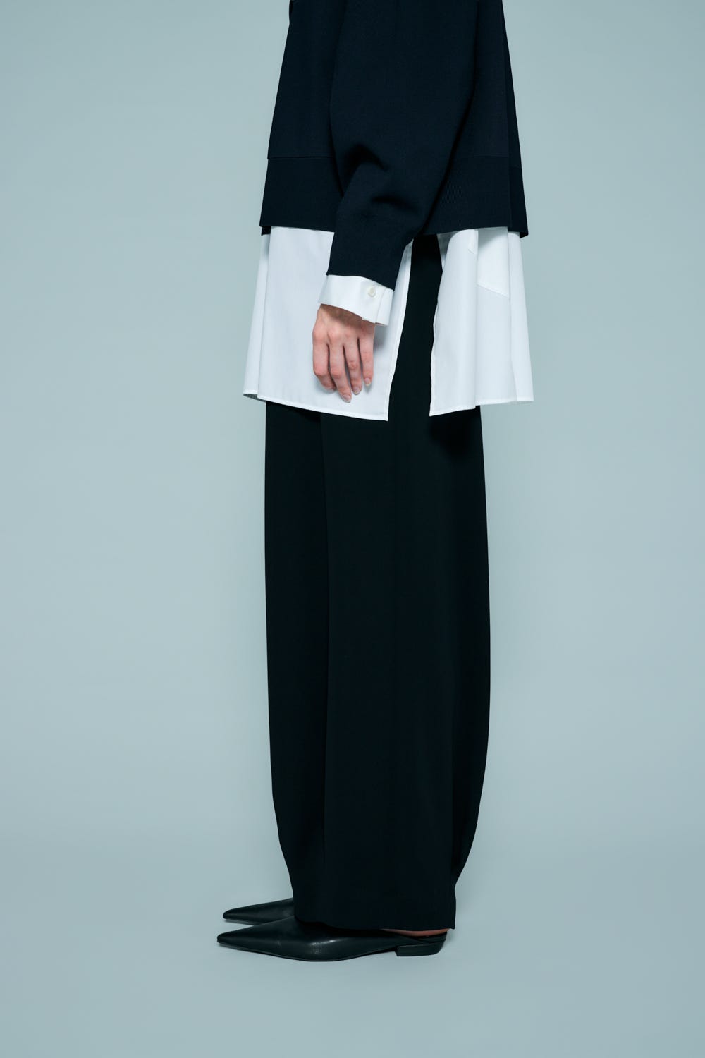 TUCK-HEM WIDE-COCOON PANTS BLK 36