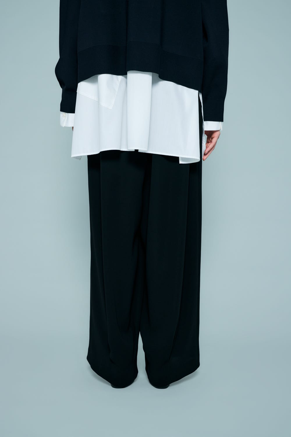 TUCK-HEM WIDE-COCOON PANTS BLK 36