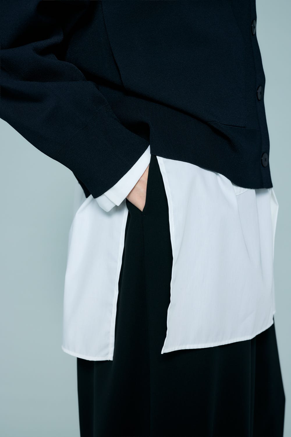 TUCK-HEM WIDE-COCOON PANTS BLK 36