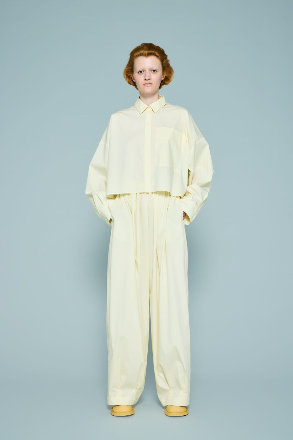 TUCK-HEM WIDE-COCOON PANTS ECRU 36