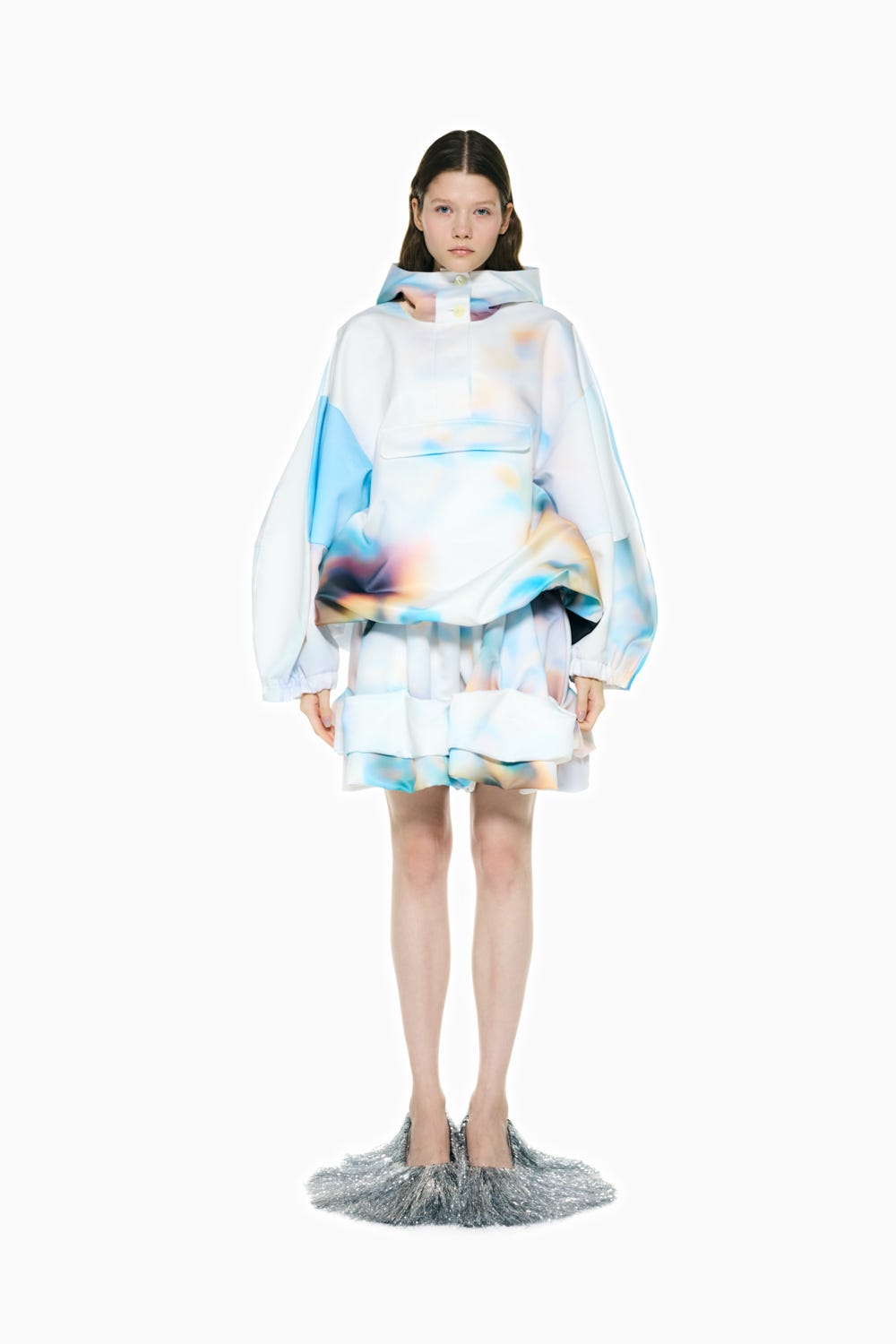 ROLL-UP DRAPE SHORT-PANTS M/WHT 36