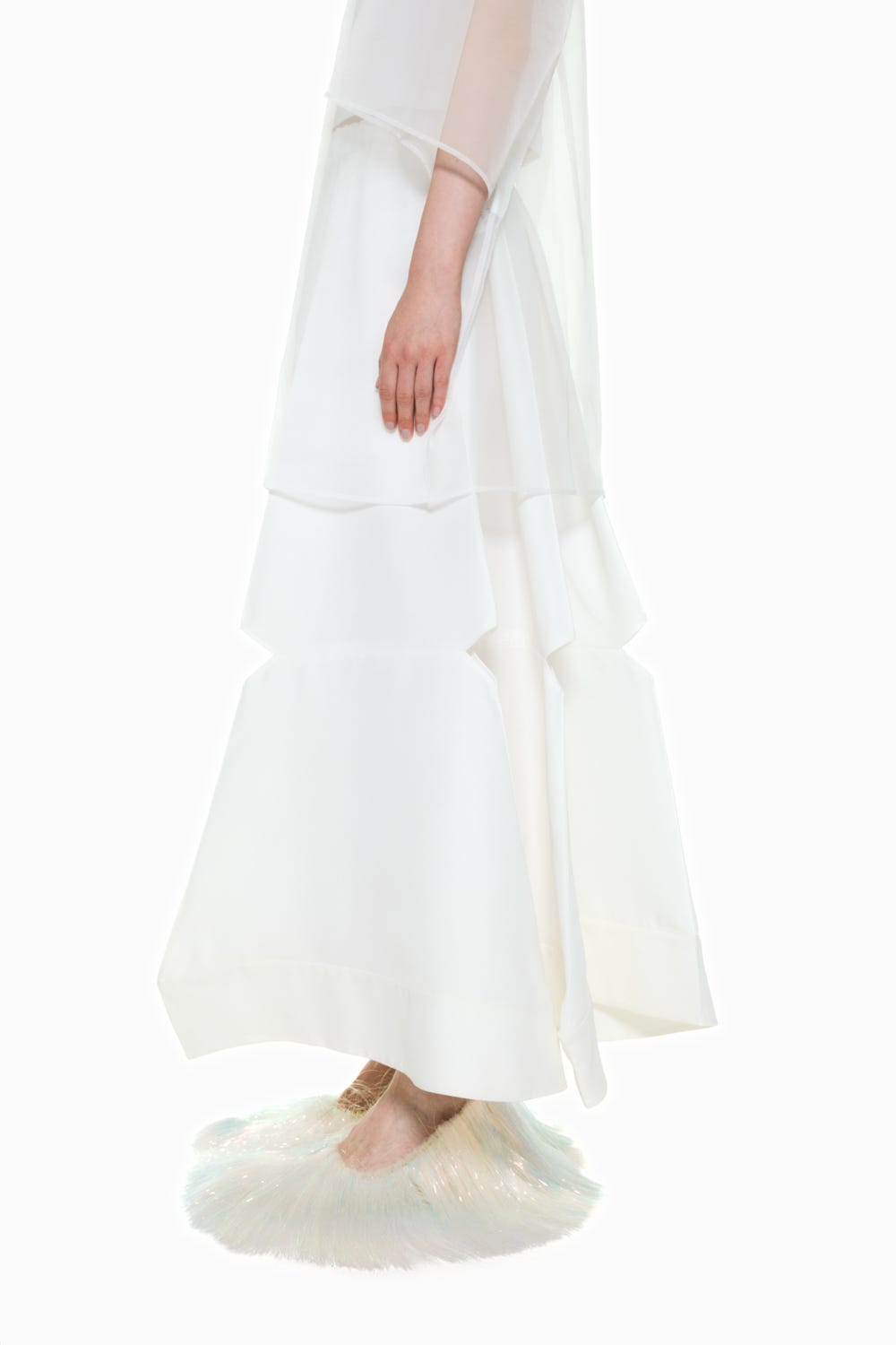 SLIT FLARE-SKIRT WHT 36