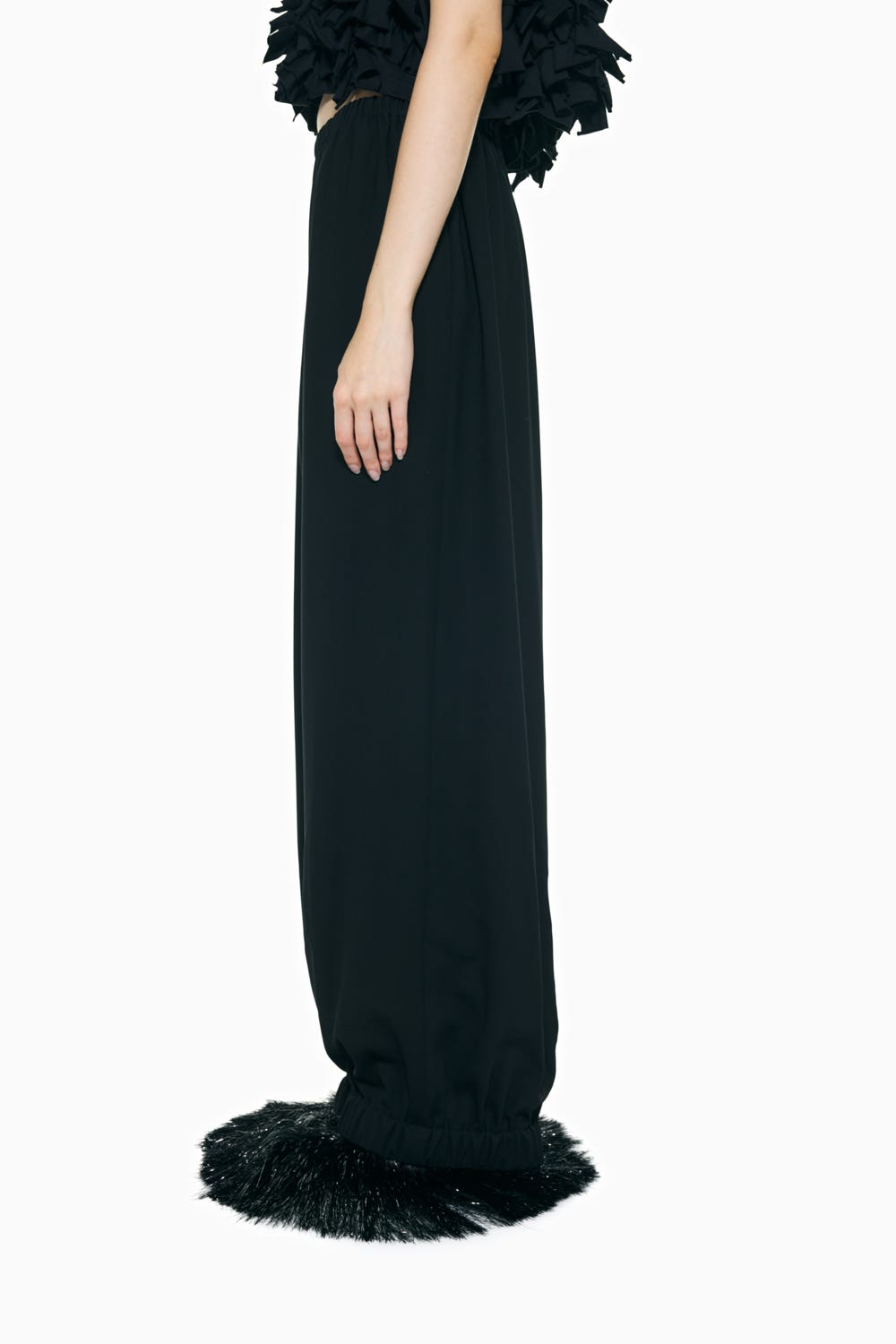 RELAX ELASTIC-HEM PANTS BLK 36