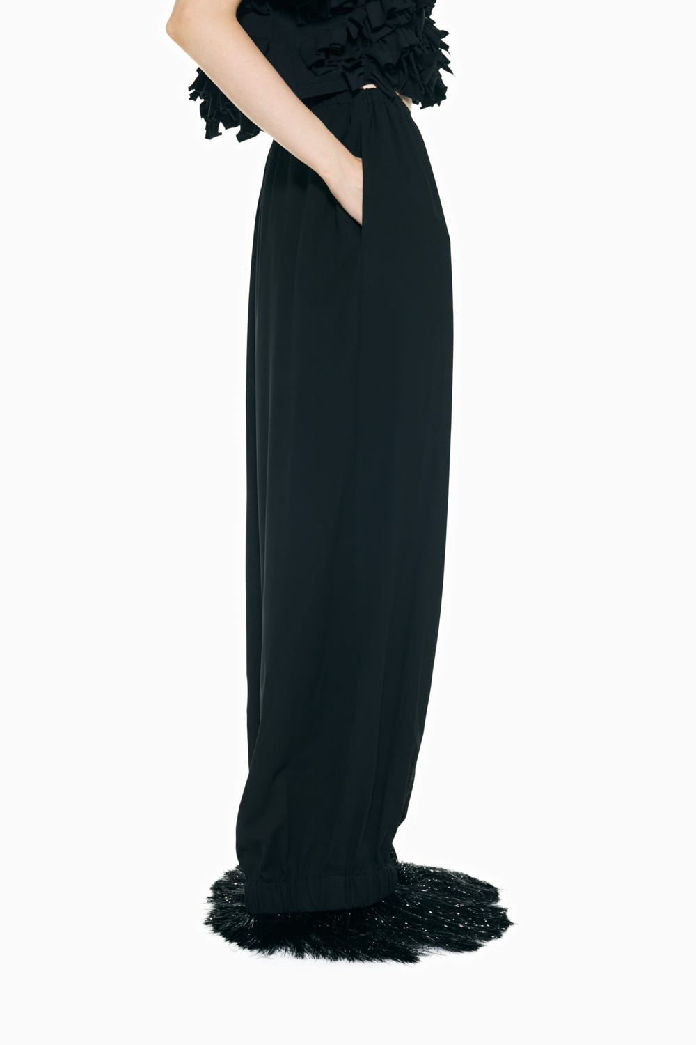 RELAX ELASTIC-HEM PANTS BLK 36