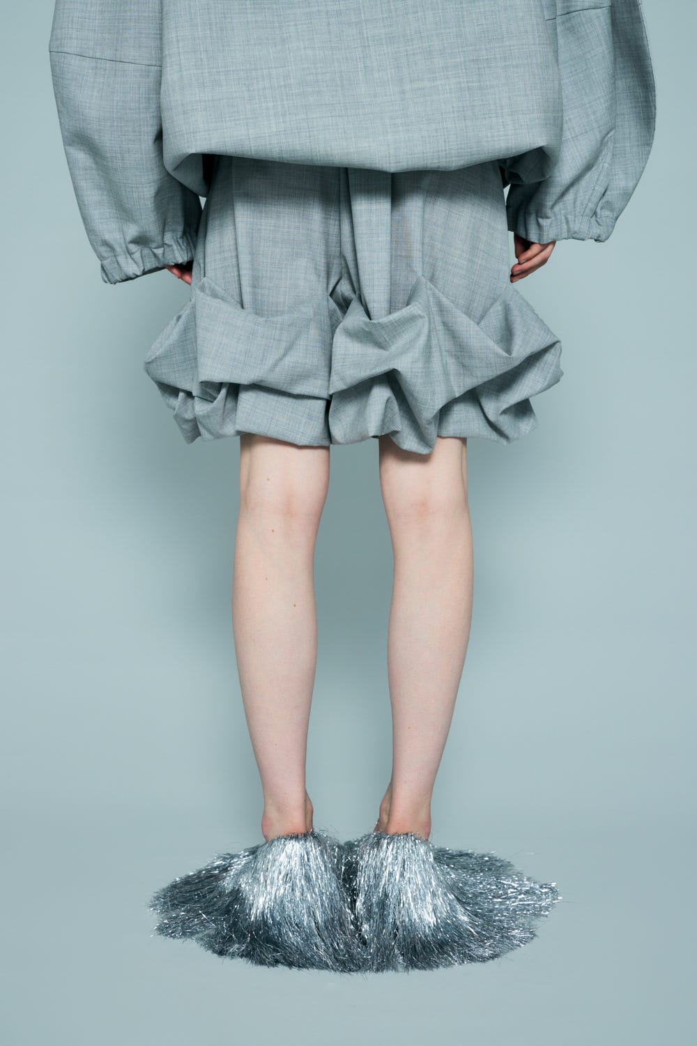 ROLL-UP DRAPE SHORT-PANTS T.GRY 38