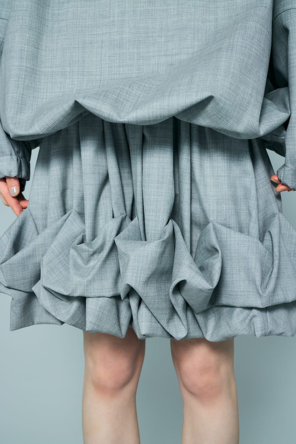 ROLL-UP DRAPE SHORT-PANTS T.GRY 38