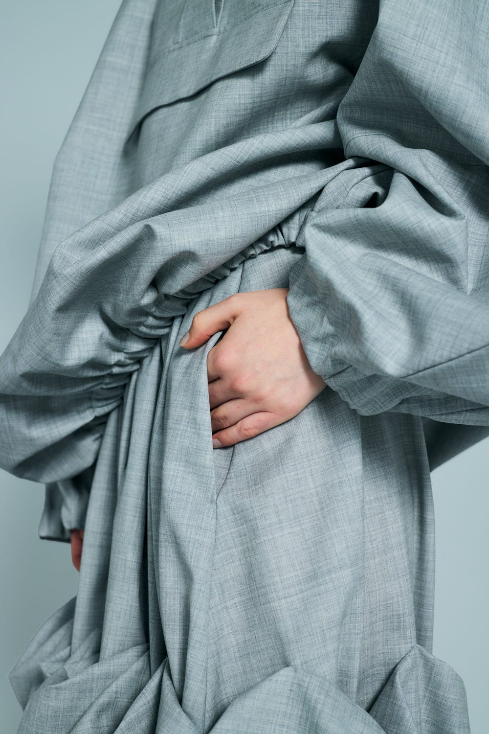 ROLL-UP DRAPE SHORT-PANTS T.GRY 38