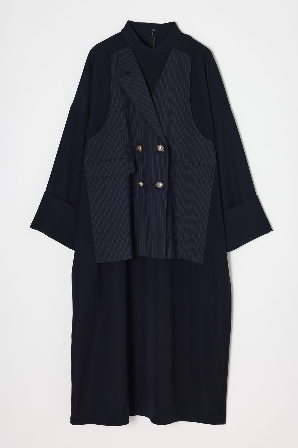 VEST LAYERED LIKE DRESS D/NVY 36