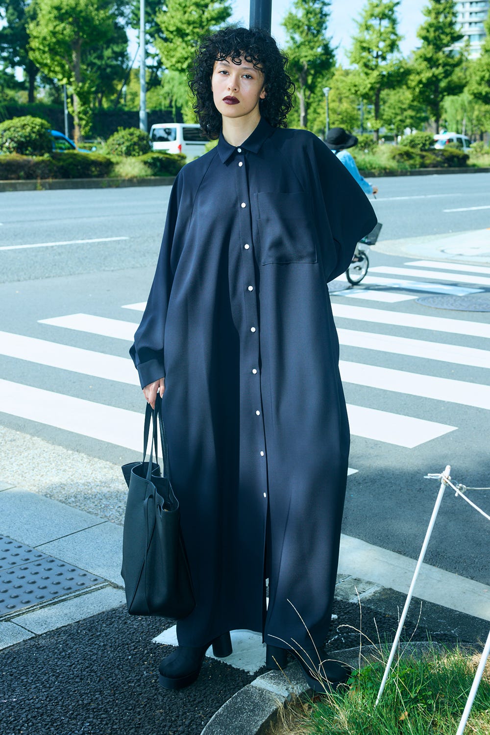 CIRCLE TUCK DRESS D/NVY 38