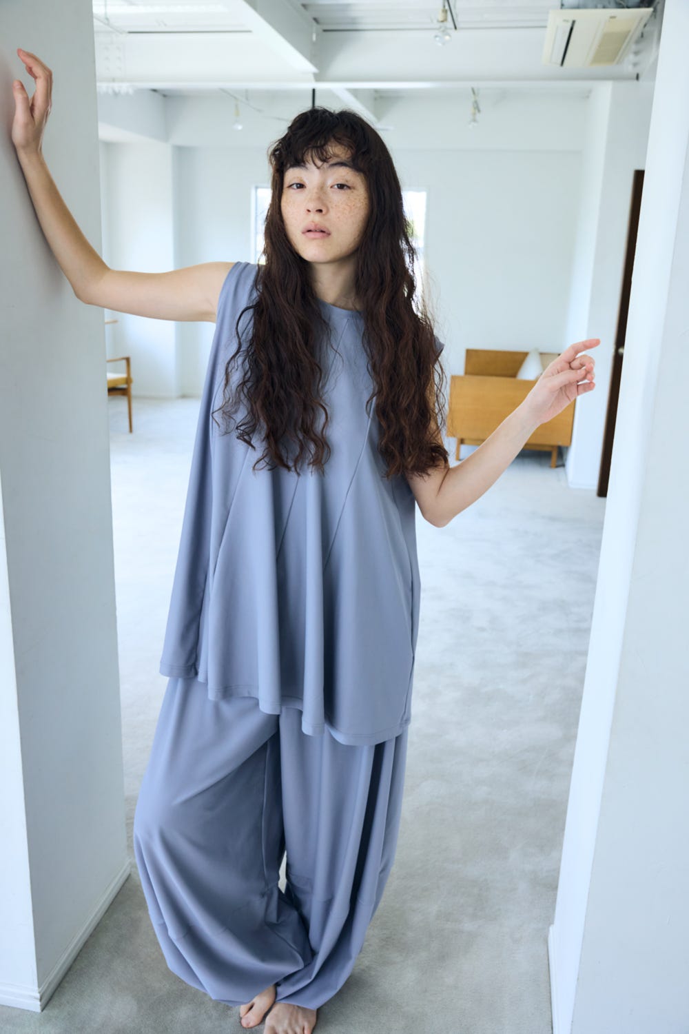 PANEL DRAPE TANK-TOP L/GRY 38