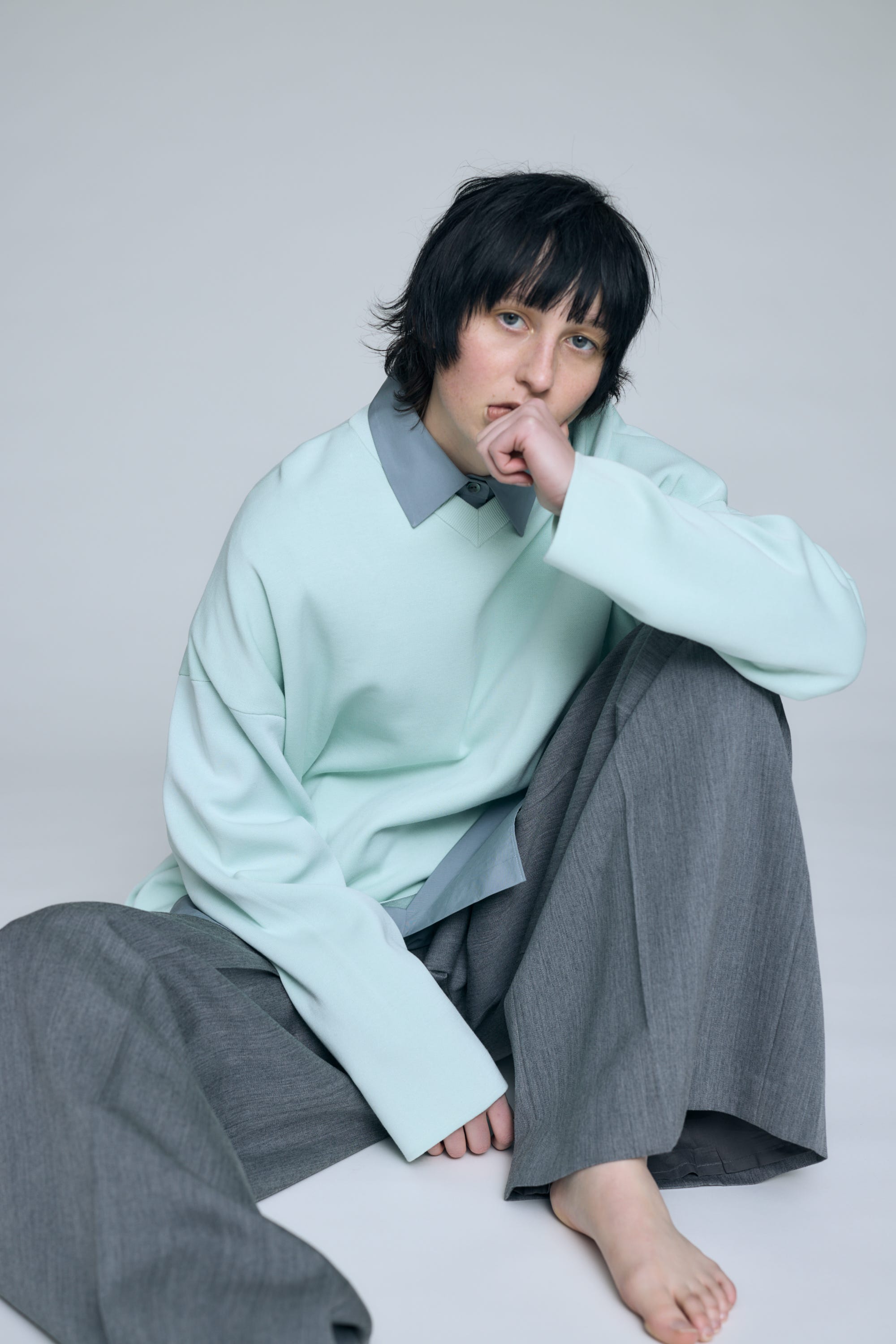 V-NECK PULLOVER L/MINT 38