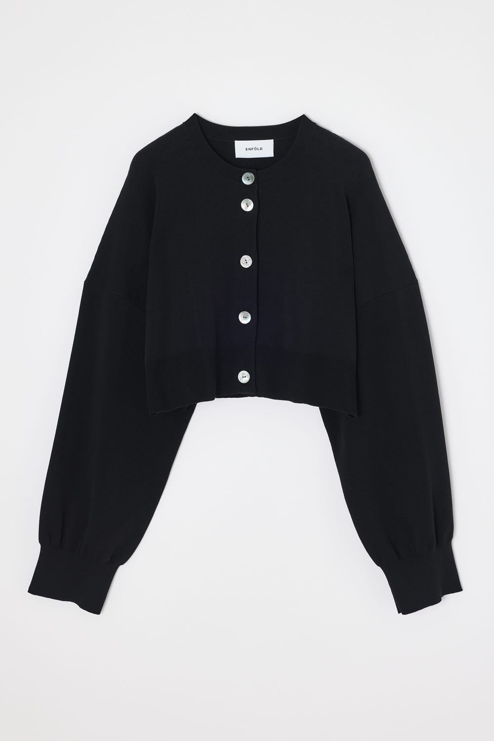 CREW-NECK CARDIGAN BLK 38