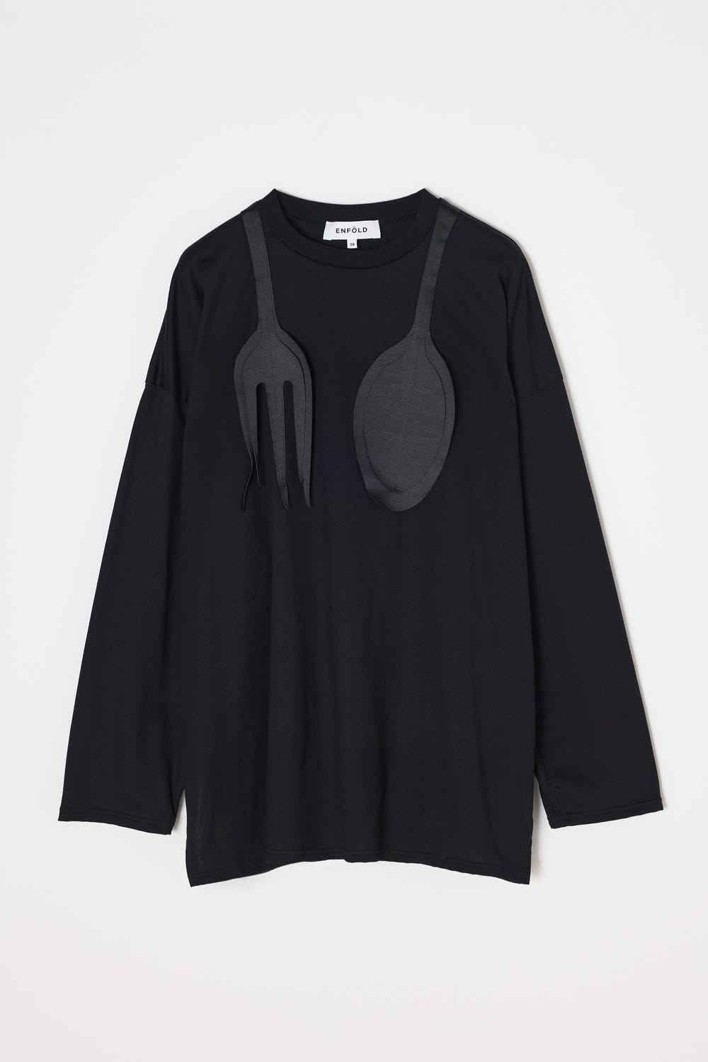CUTLERY MOTIF LONG-SLEEVE T-SHIRT BLK 38