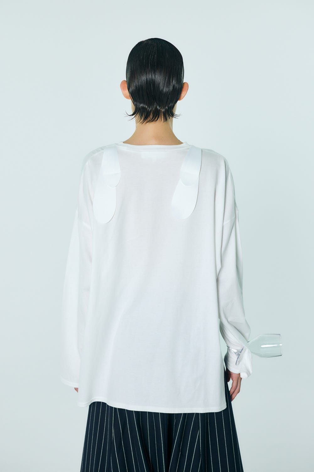 CUTLERY MOTIF LONG-SLEEVE T-SHIRT WHT 38