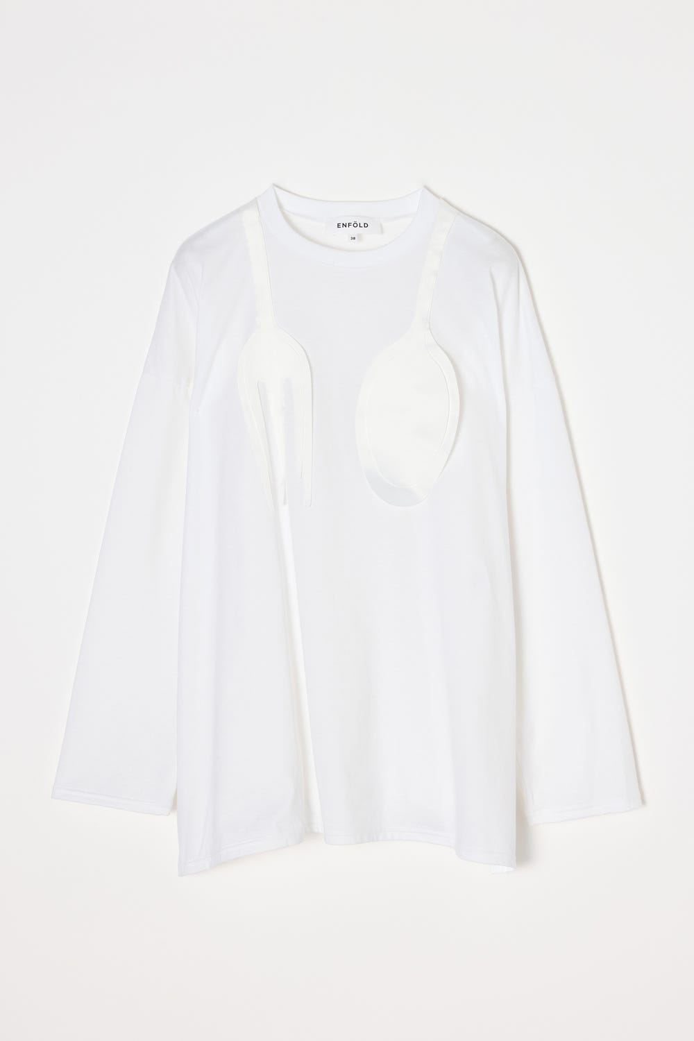 CUTLERY MOTIF LONG-SLEEVE T-SHIRT WHT 38