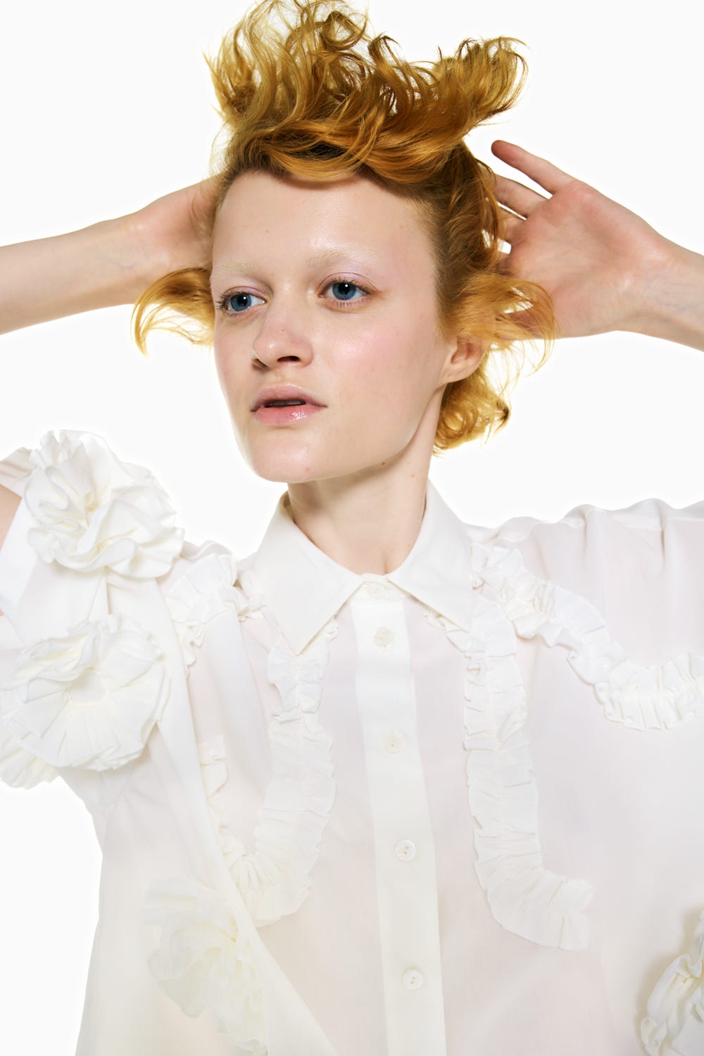 FRILL-BODY SHIRT WHT 38