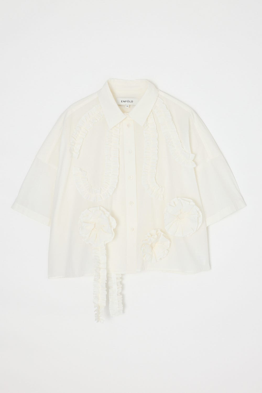 FRILL-BODY SHIRT WHT 38