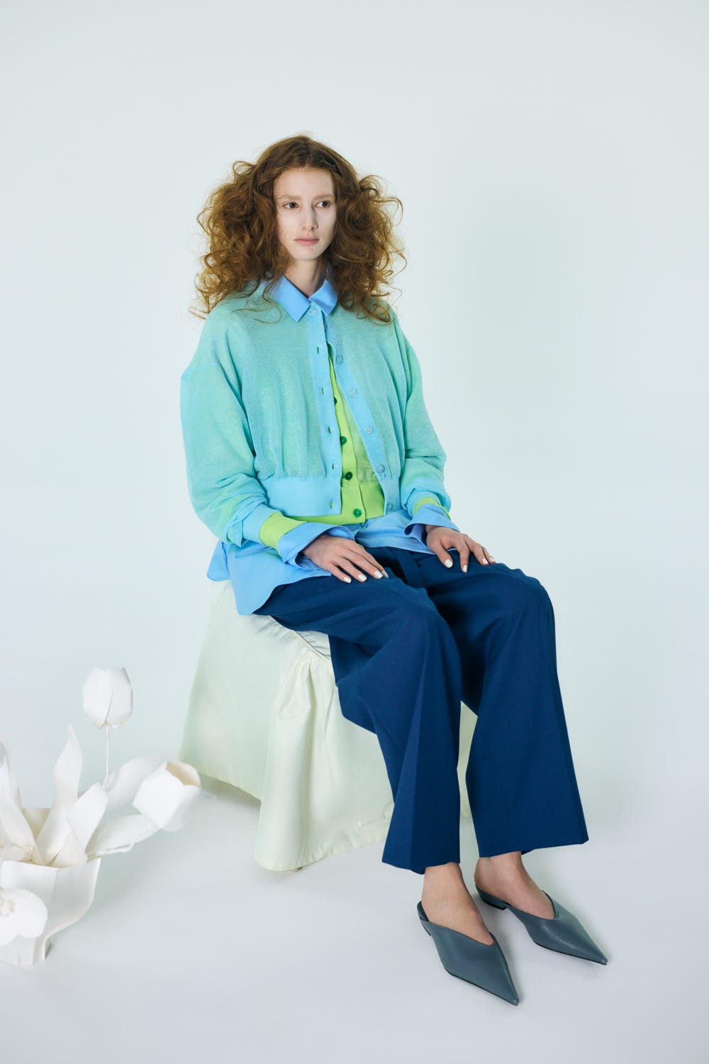 SHEER CARDIGAN L/BLU 38