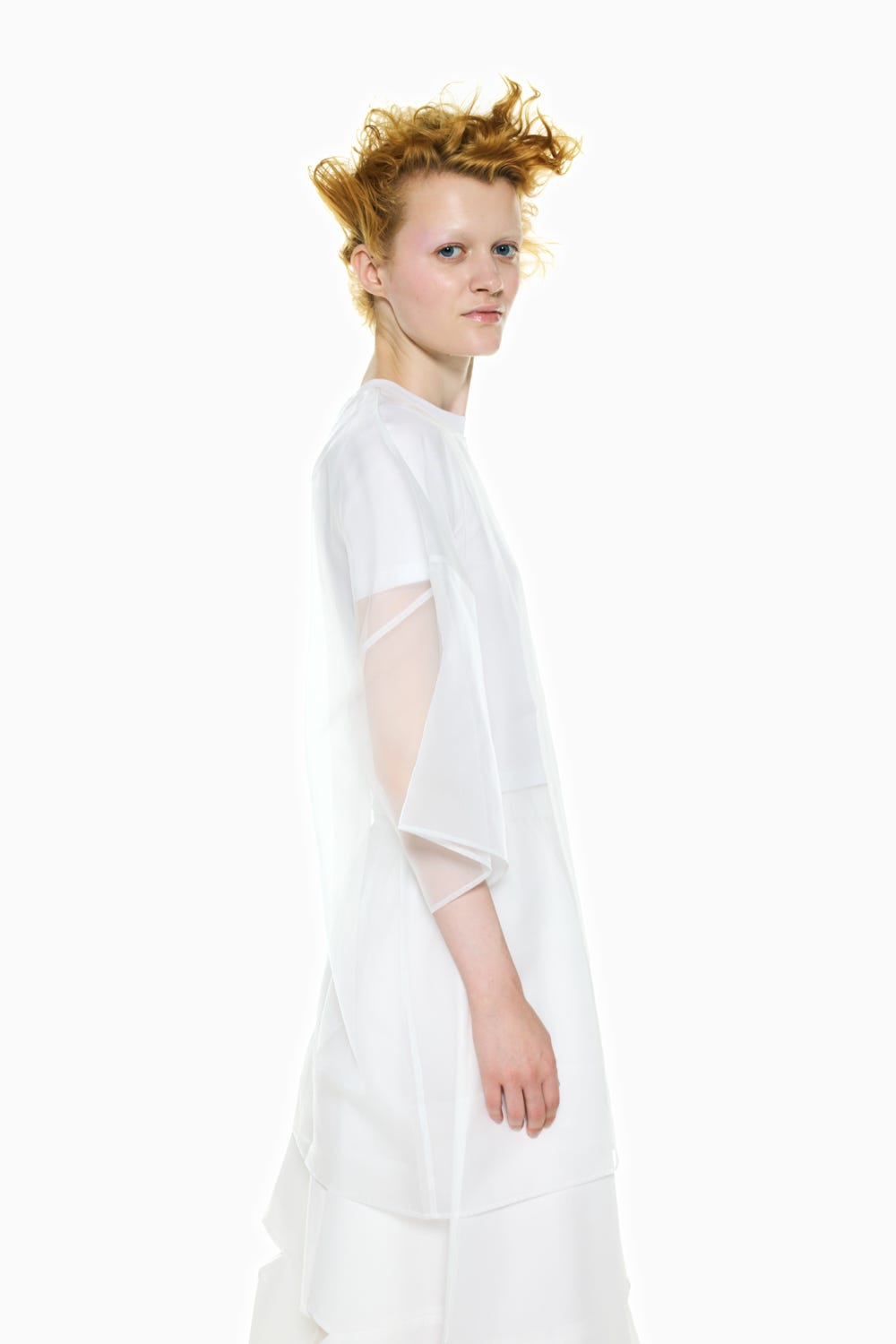 SHEER LAYERED T-SHIRT WHT 38