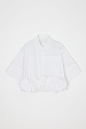 ENFOLD エンフォルド 25SS ROLL-UP SLEEVES SHIRT ロールアップスリーブシャツ 300IS230-3151 ホワイト 38 25SS】ENFOLD エンフォルド / LAYERED HALF‐SLEEVES SHIRT / シャツ