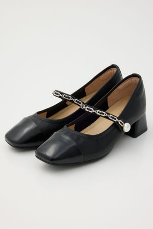 STACCATO パール装飾フラットシューズ ベージュ・黒 STACCATO パール装飾 フラットシューズ 24cm STACCATO パール