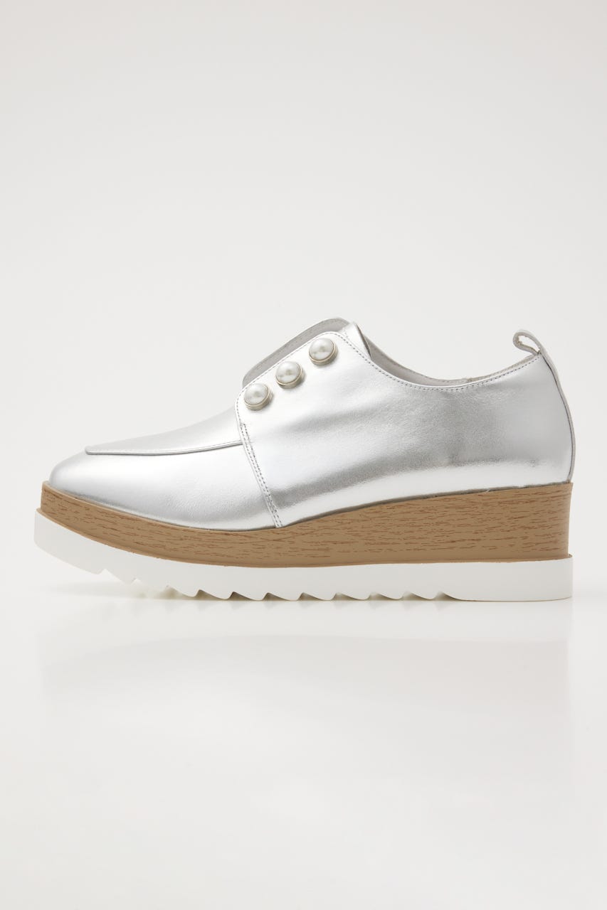 【極美品】STACCATO シルバーメイジーパールプラットフォーム 23 STACCATO | メイジーパールプラットフォーム (ローファー