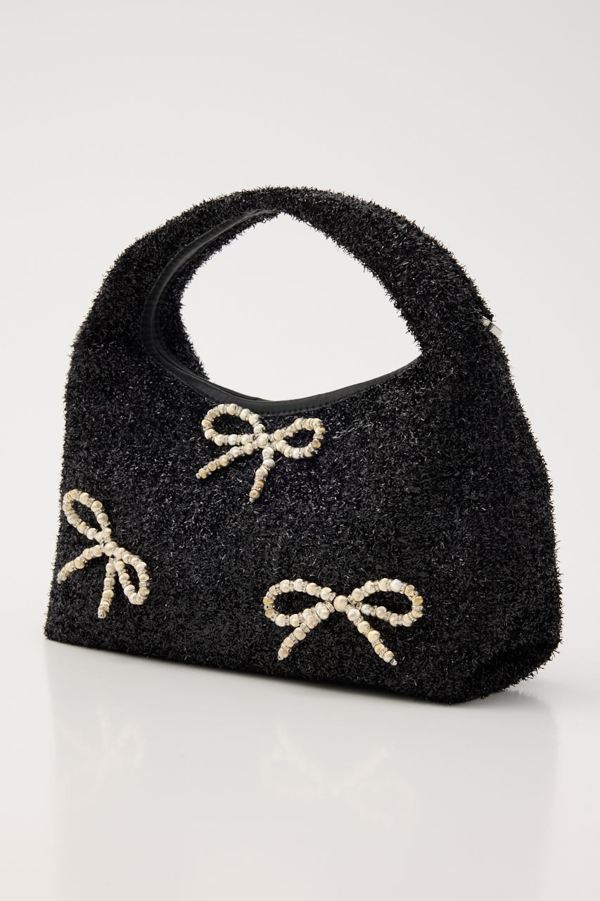 ルリーパールリボンハンドバッグ BLK FREE