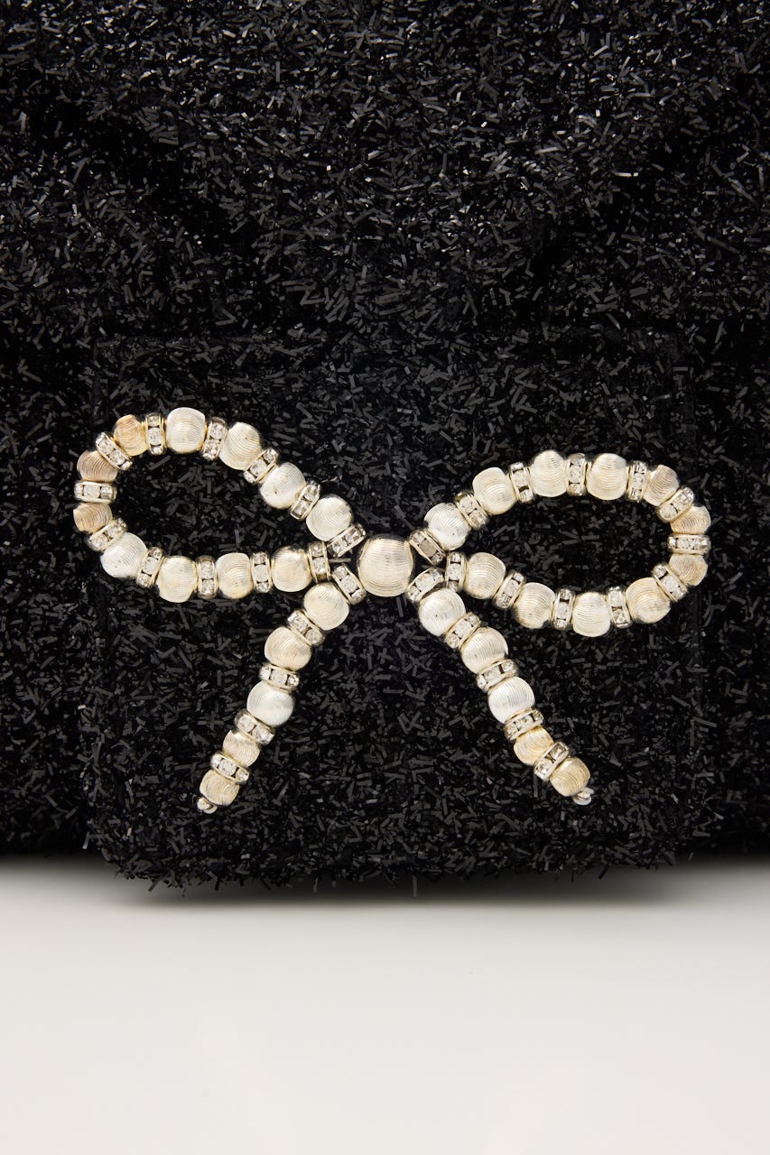 ルリーパールリボンショルダーバッグ BLK FREE