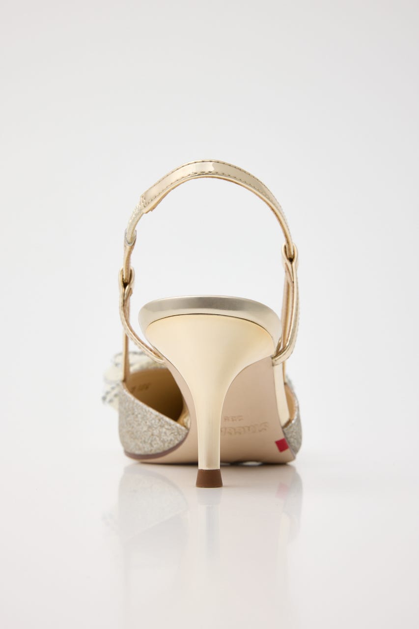 グリッターメッシュリボンパンプス GLD 24.0cm