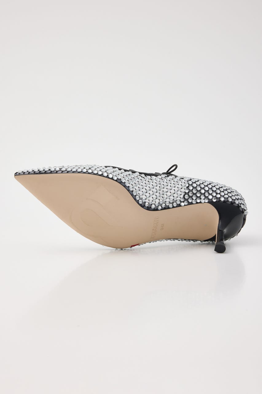 クリスタルレースアップパンプス BLK 23.0cm