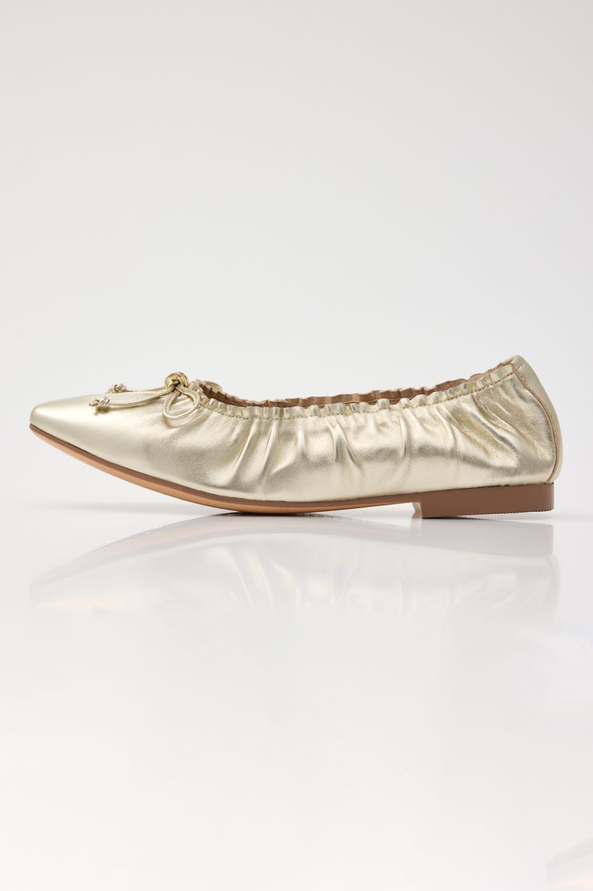 スネークラップギャザーバレエシューズ GLD 22.5cm