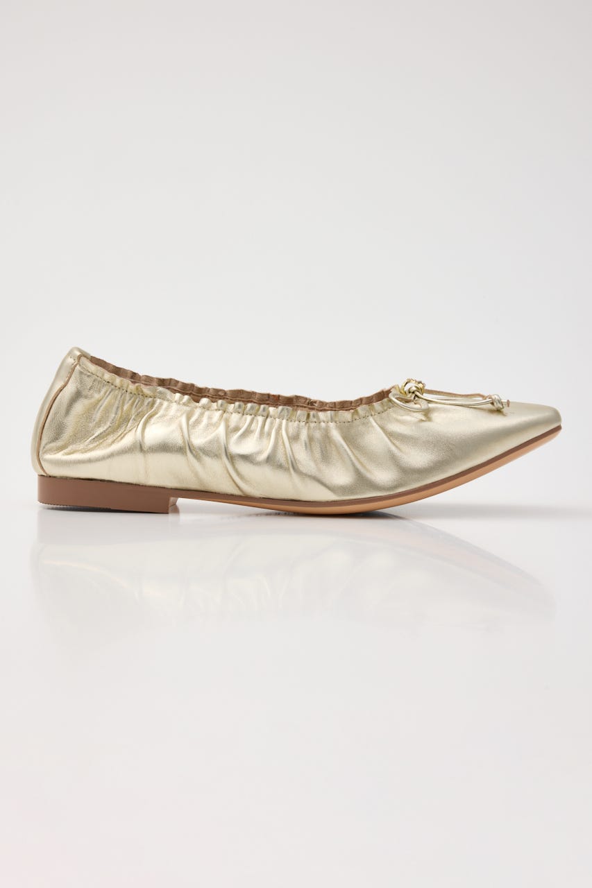 スネークラップギャザーバレエシューズ GLD 22.5cm
