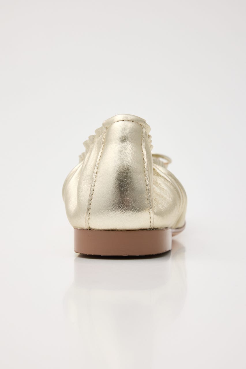 スネークラップギャザーバレエシューズ GLD 22.5cm