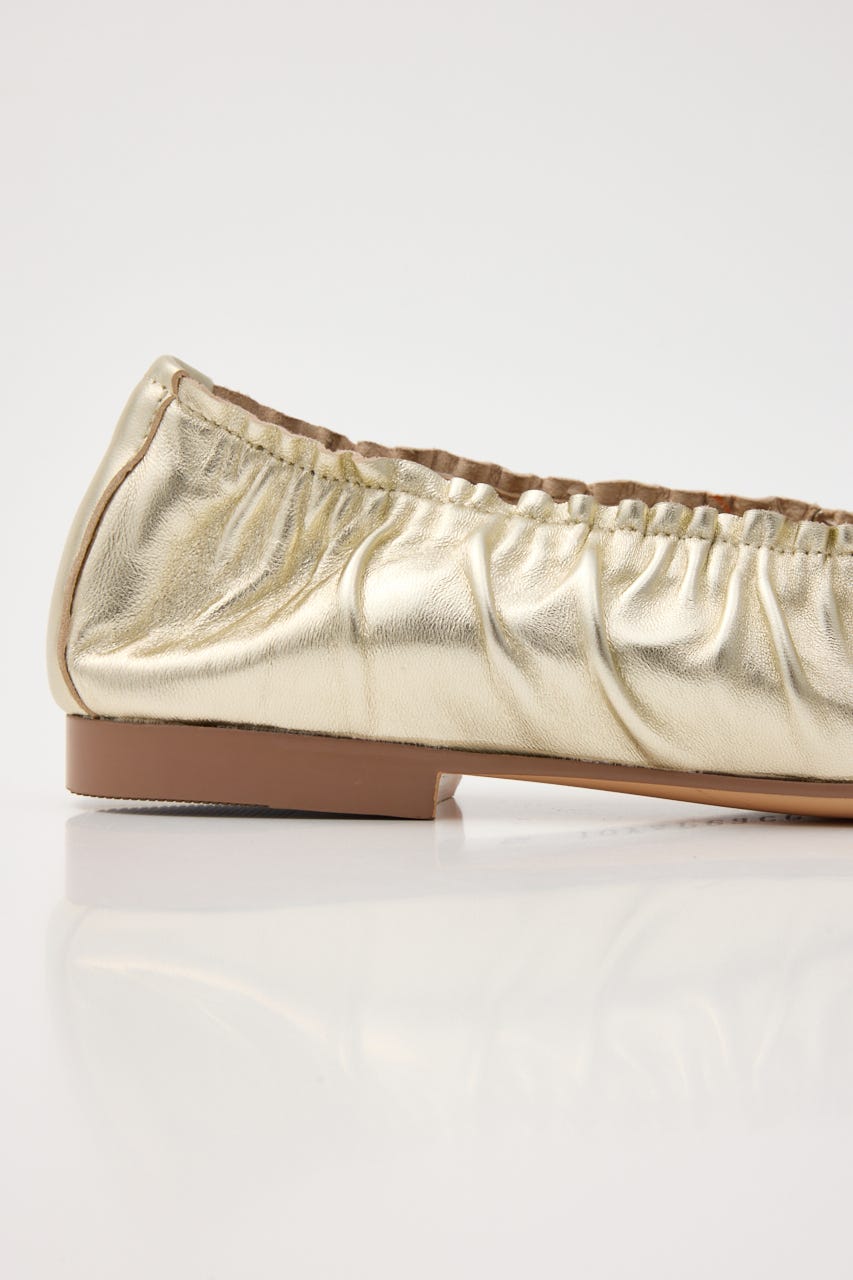 スネークラップギャザーバレエシューズ GLD 22.5cm