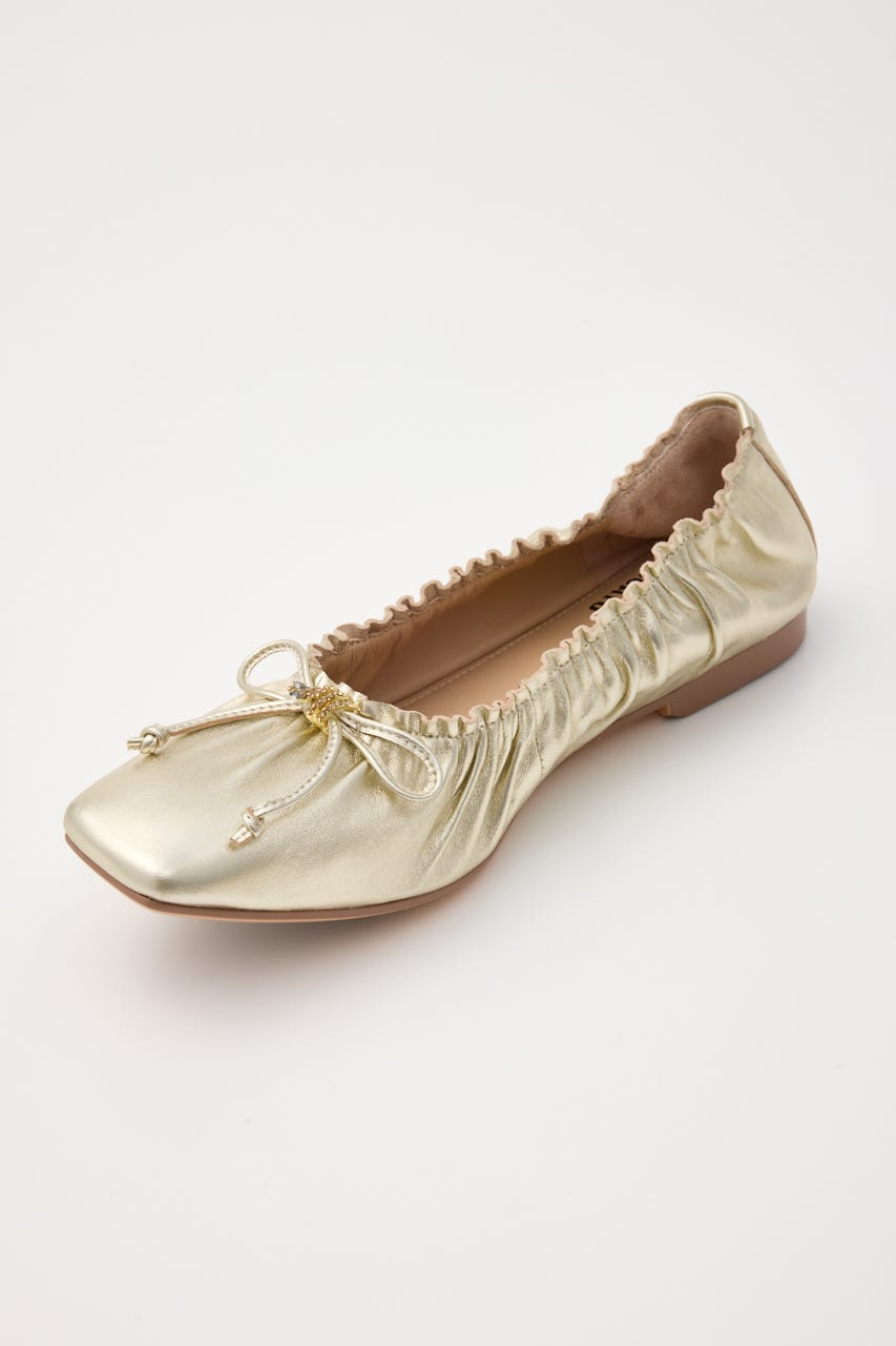 スネークラップギャザーバレエシューズ GLD 22.5cm