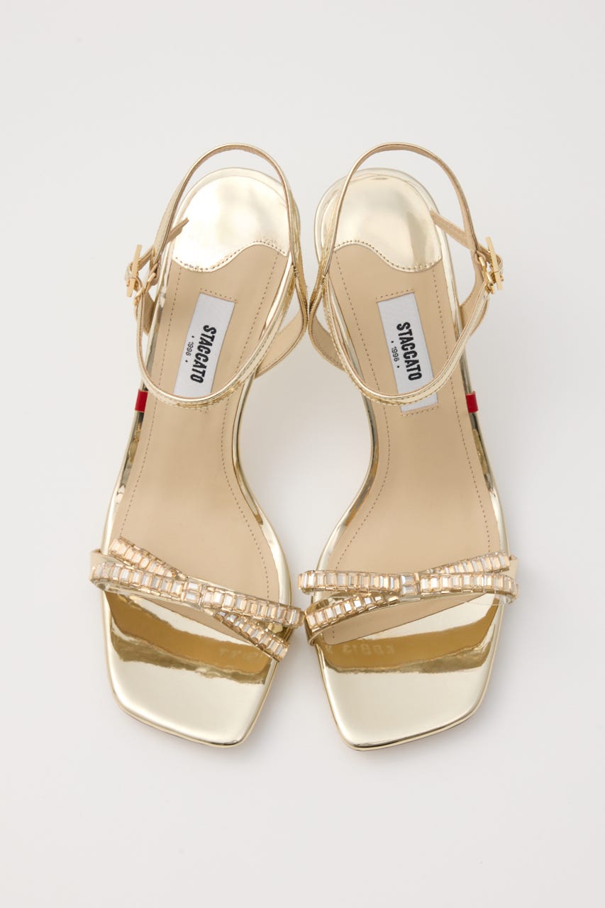 スィンリボンピンヒールサンダル GLD 22.0cm