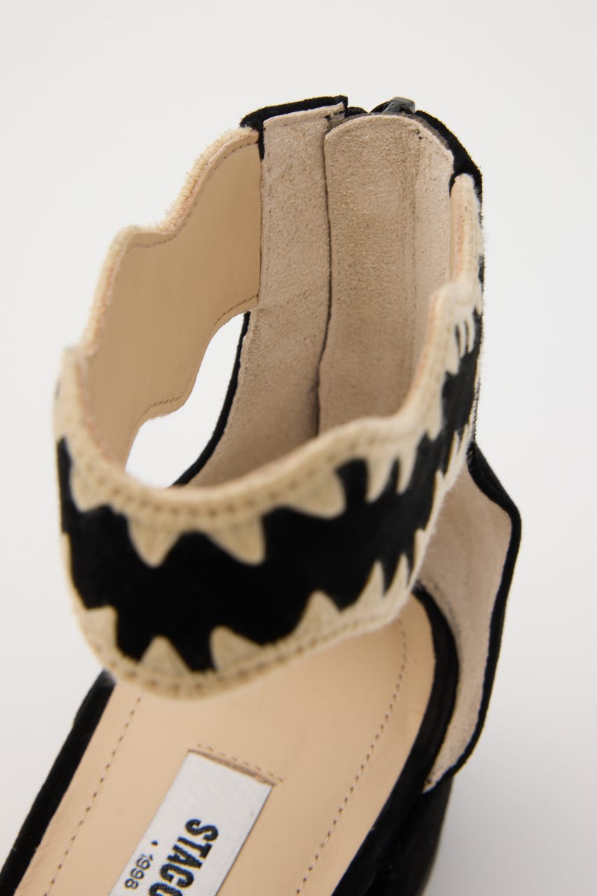 マーヤスカラップサンダル 柄BLK 22.0cm