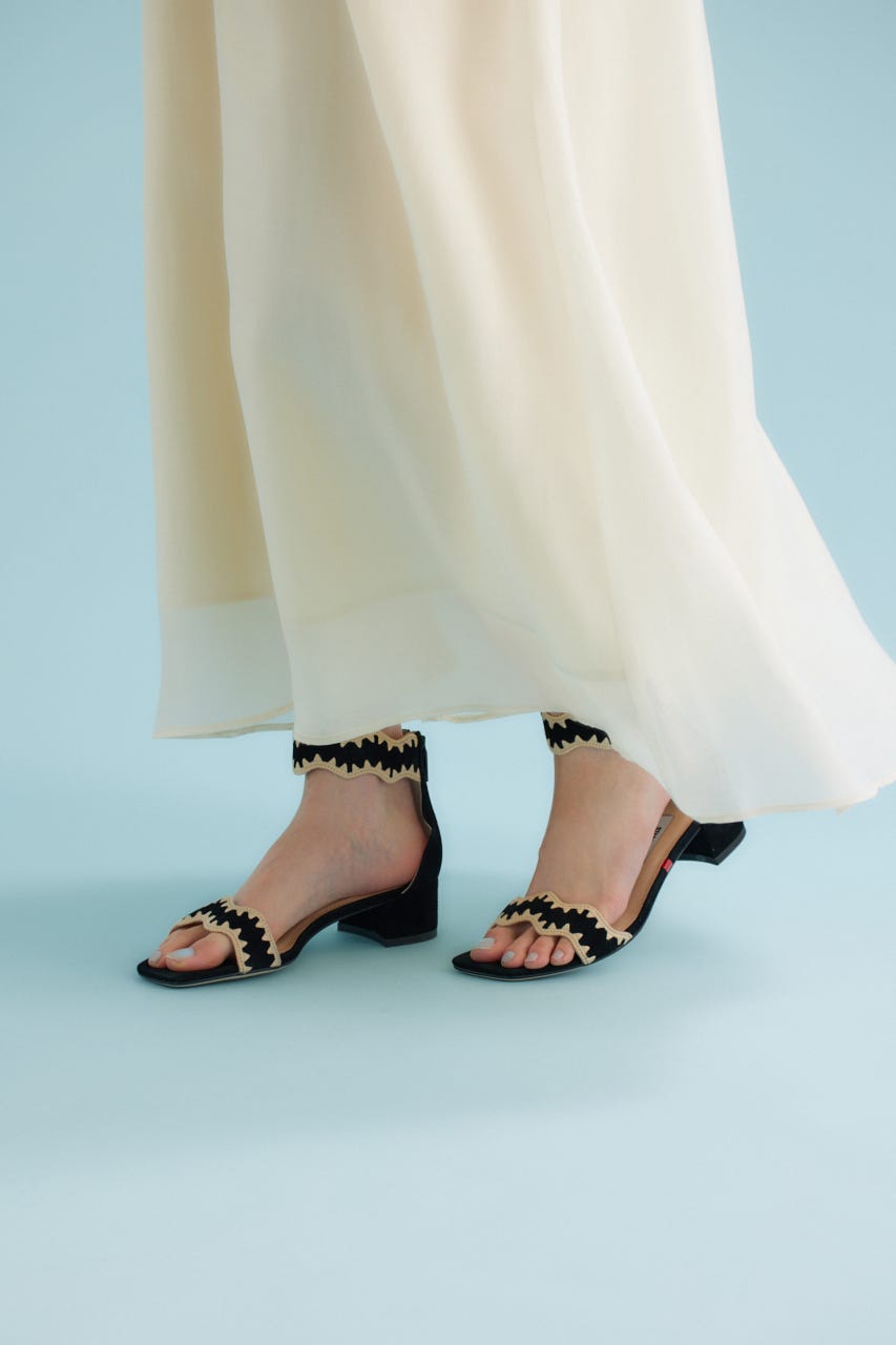 マーヤスカラップサンダル 柄BLK 22.0cm