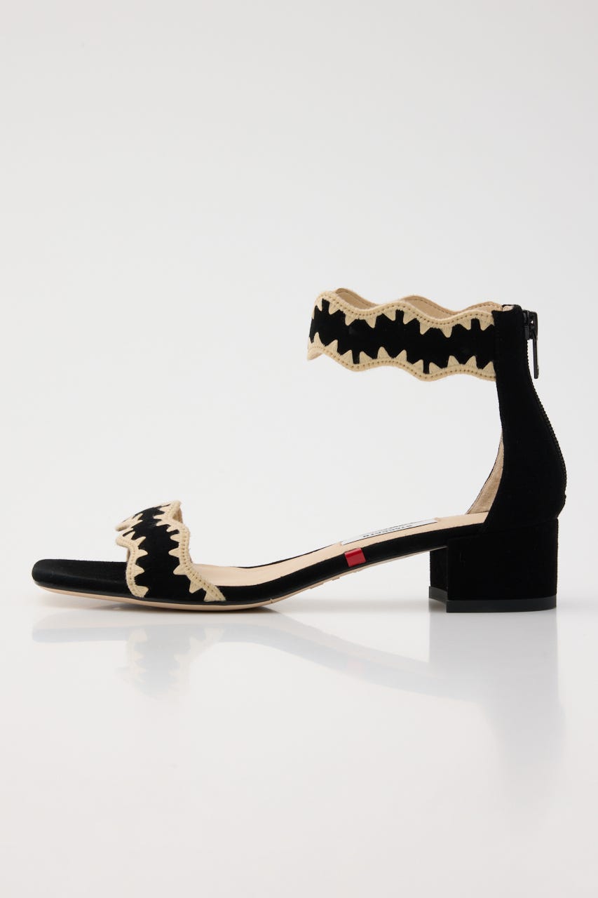 マーヤスカラップサンダル 柄BLK 22.0cm