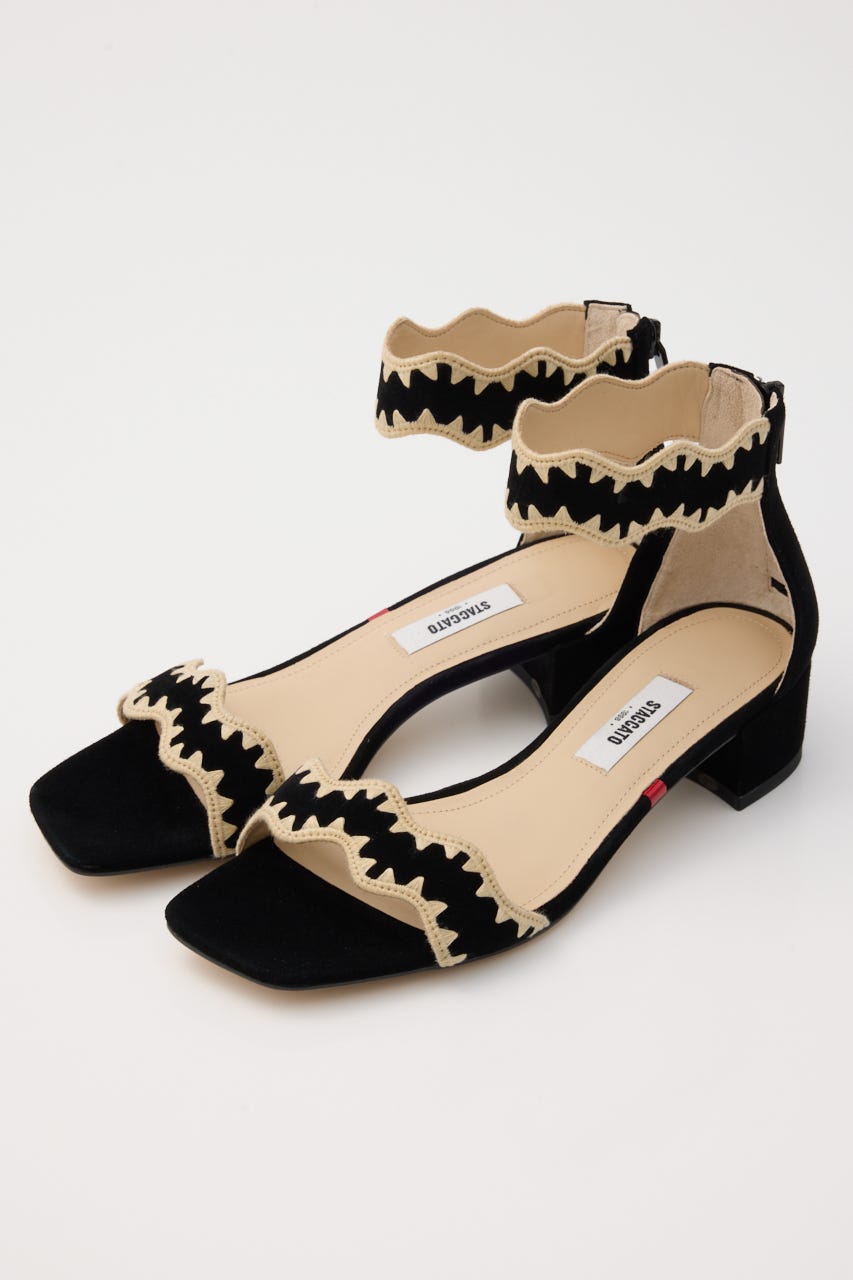 マーヤスカラップサンダル 柄BLK 22.0cm