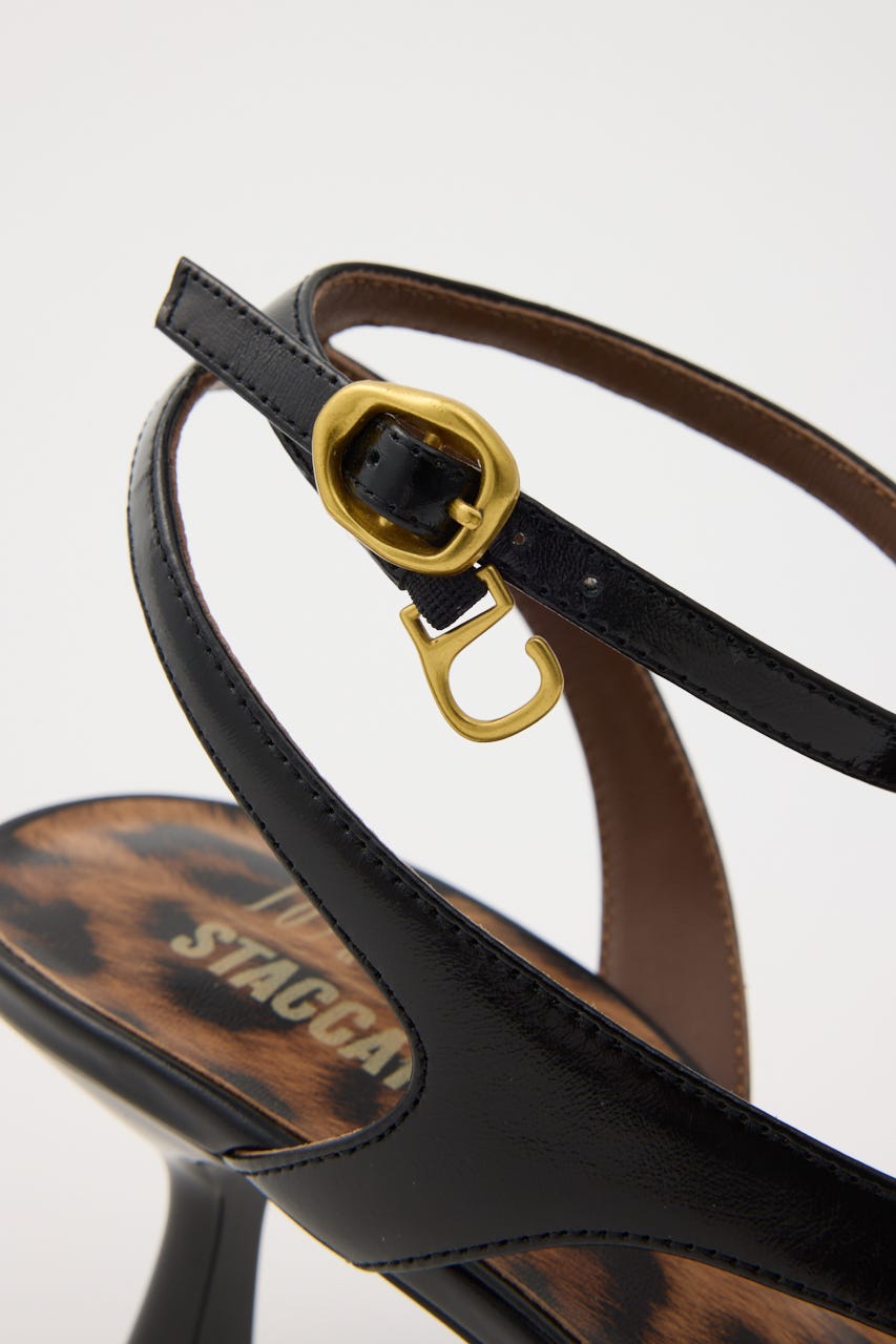 ポイントレオパードモードサンダル BLK 23.5cm