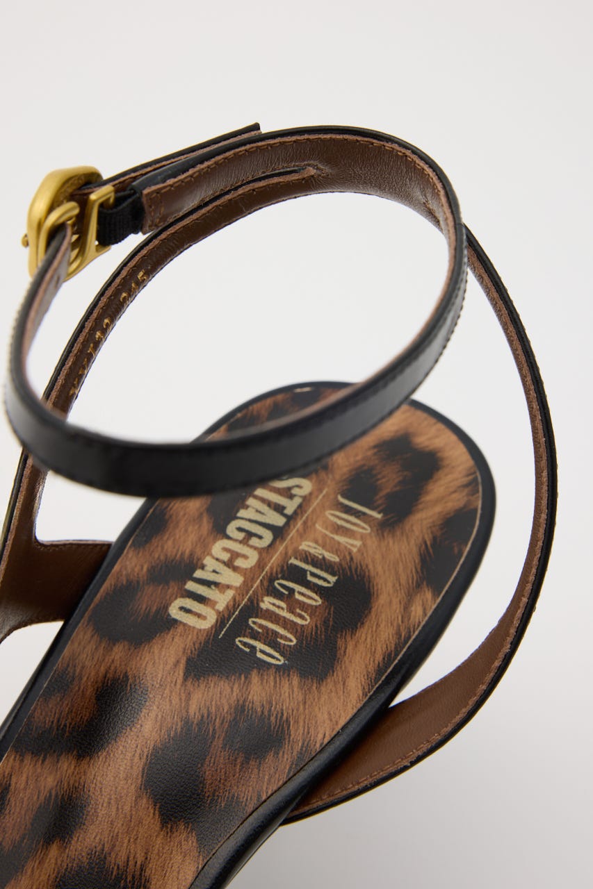 ポイントレオパードモードサンダル BLK 23.5cm