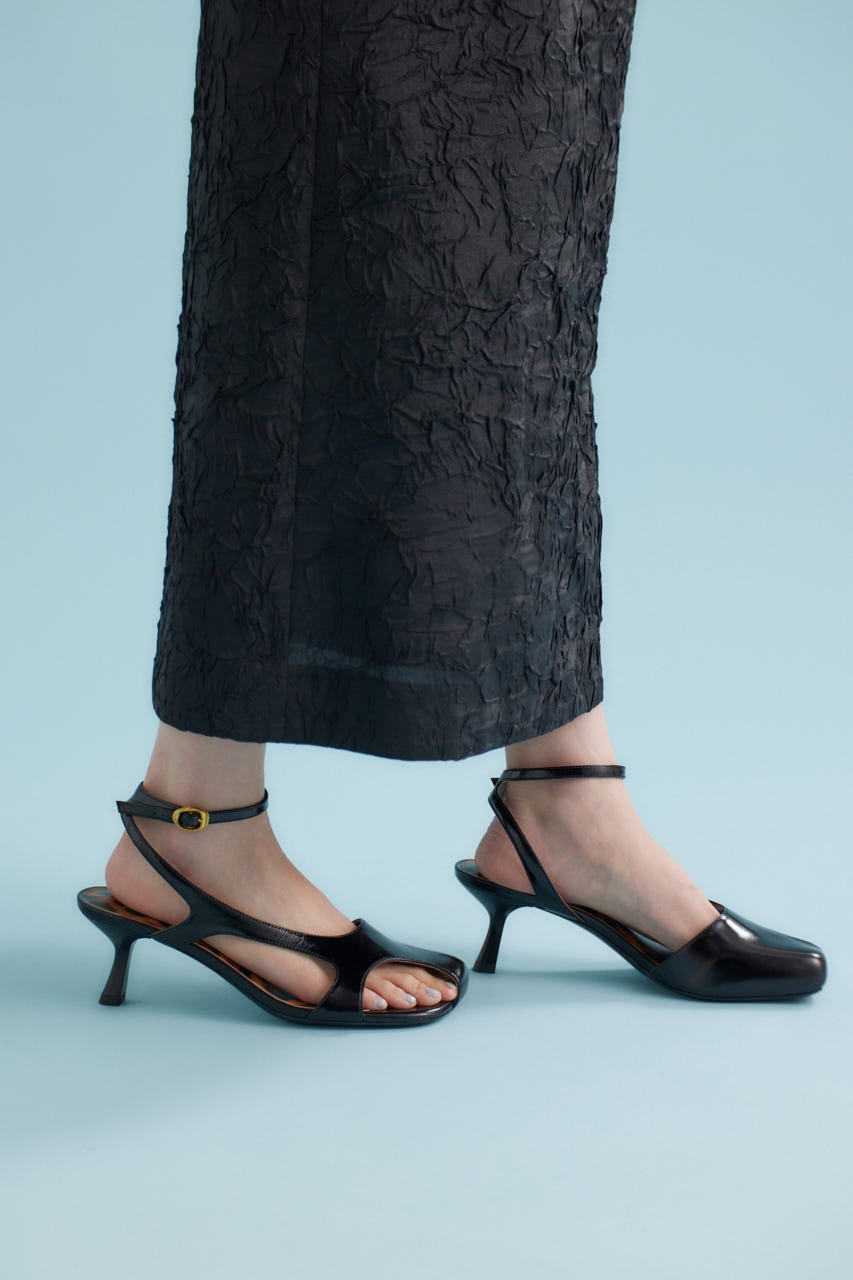 ポイントレオパードモードサンダル BLK 23.5cm